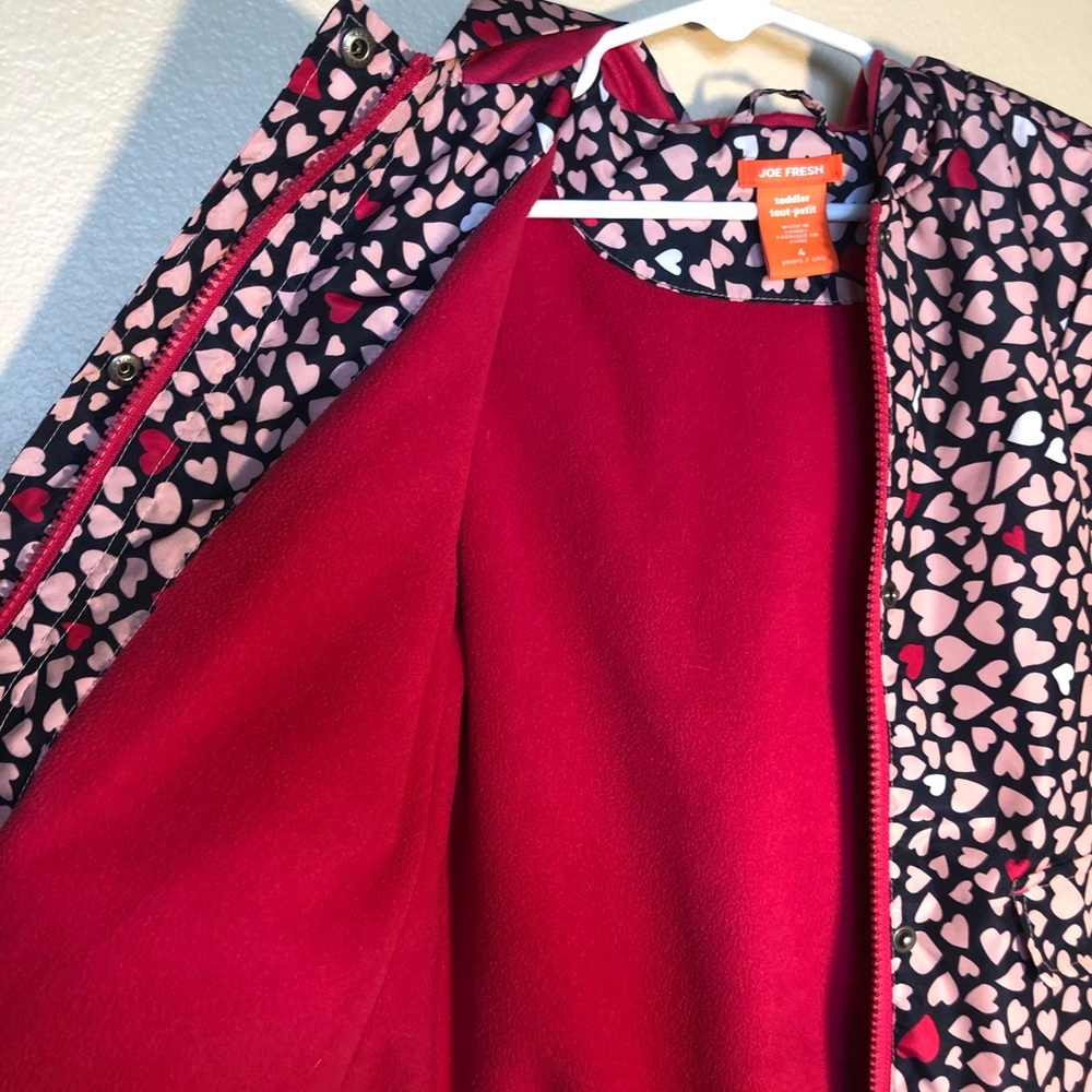 Joe Fresh Raincoat with multi-colored hearts
